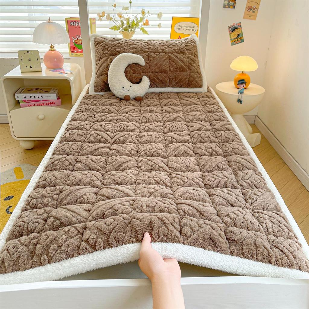 Winter Verdickte Taft Samt Matratzenauflage - Weiche Milch Samt Bettwäsche für Wohnheim, Einzel- oder Doppelbett