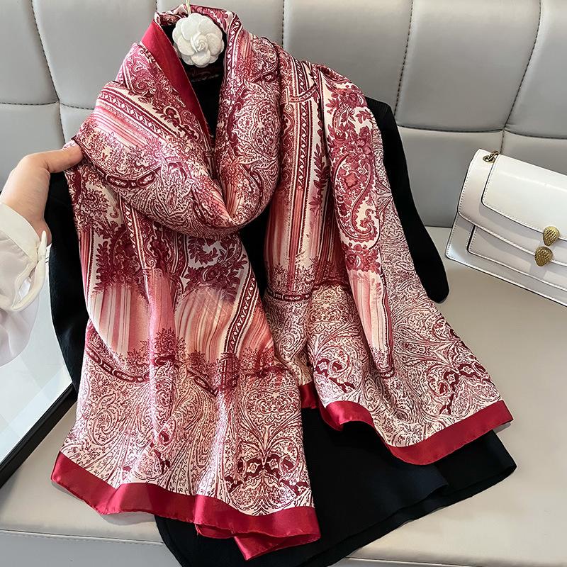 180X90Cm Luxury  Fashion Summer Women Soft Silk Scarves Female Shawl Foulard Ladies Muffler Beach Wrap Bandanna Pareo Beach
