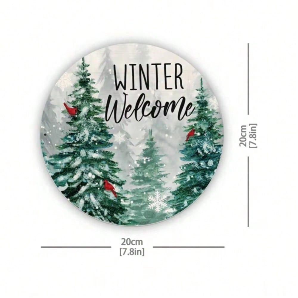 Vintage Snowflake Metal Tin Sign 8 Inch Round Wall Art for Home Bar Cafe Christmas Winter Decor