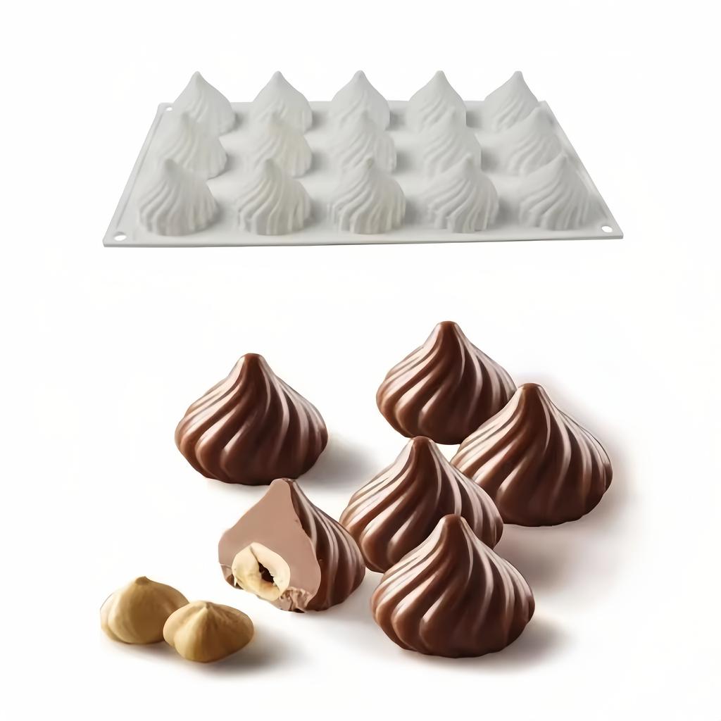 Nepřilnavá silikonová forma ve tvaru plamene na čokoládové pralinky k pečení, na výrobu madeleinek, bonbonů, želé, ledových kostek, dortů, sladké dekorace