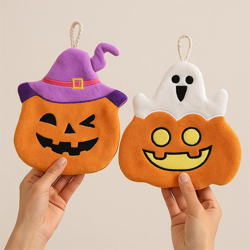 Halloween Hand Towel Coral Velvet Wipe Cloth Soft Absorbent Ghost Capibara Pumpkin Hand Towels Kitchen Bathroom Hanging Towels
