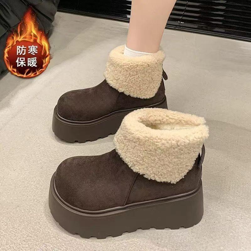 Women's soft elastic winter warm cold padded snow boots thick bottom non-slip wear-resistant outdoor leisure sports Martin cotton boots