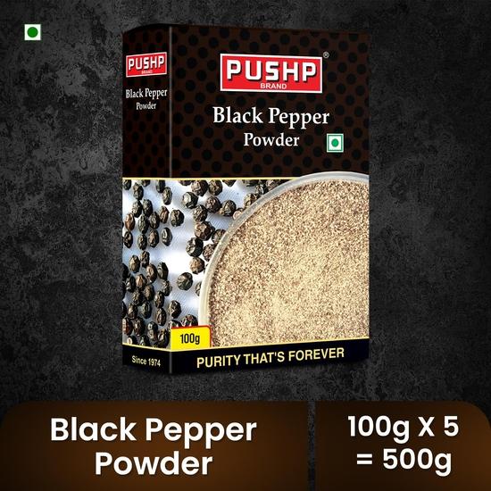 Pushp Merk Zwarte Peperpoeder (100g) (Pakket van 5)