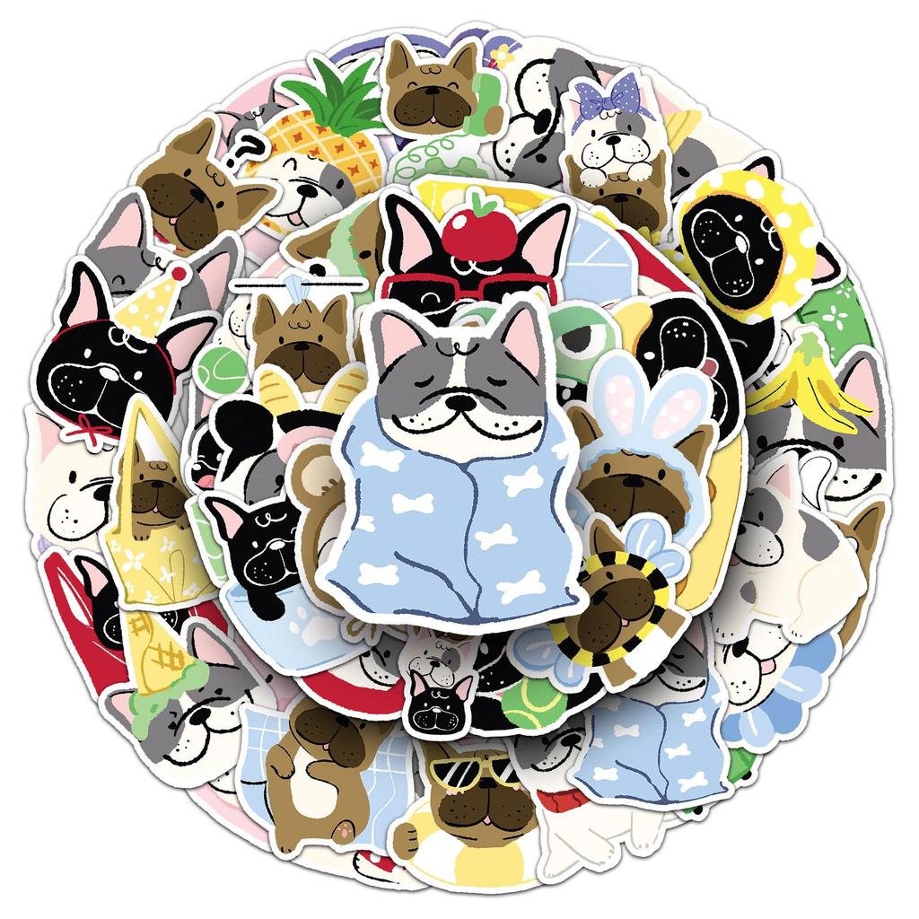 50 French Bulldog Graffiti Stickers for Camera, iPad, Fridge, Scooter