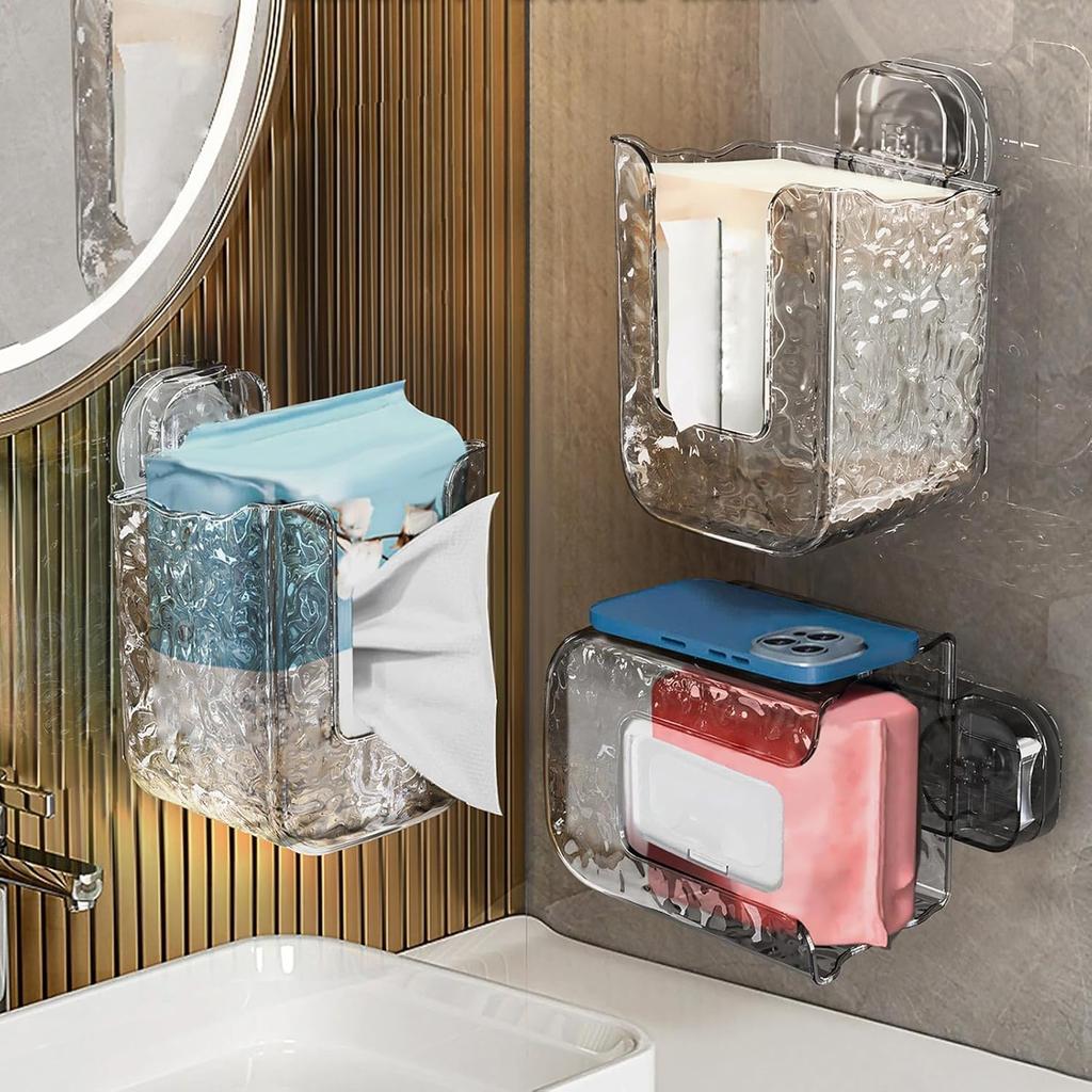 Wall Mounted Wet Wipe Dispenser with Suction Cup Easy to Installation Versatile Use Storage Case in Kitchen and Bathroom