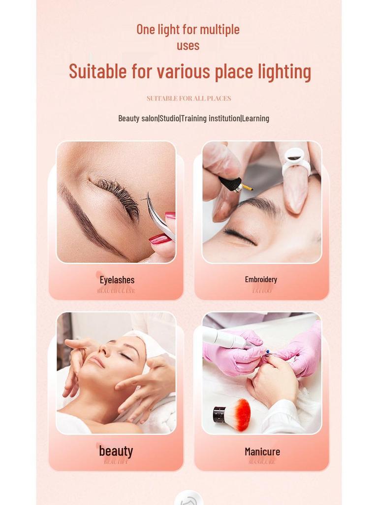 16" Half-Moon U-Shaped LED Clip-On Stand Light for Eye Protection and Permanent Makeup