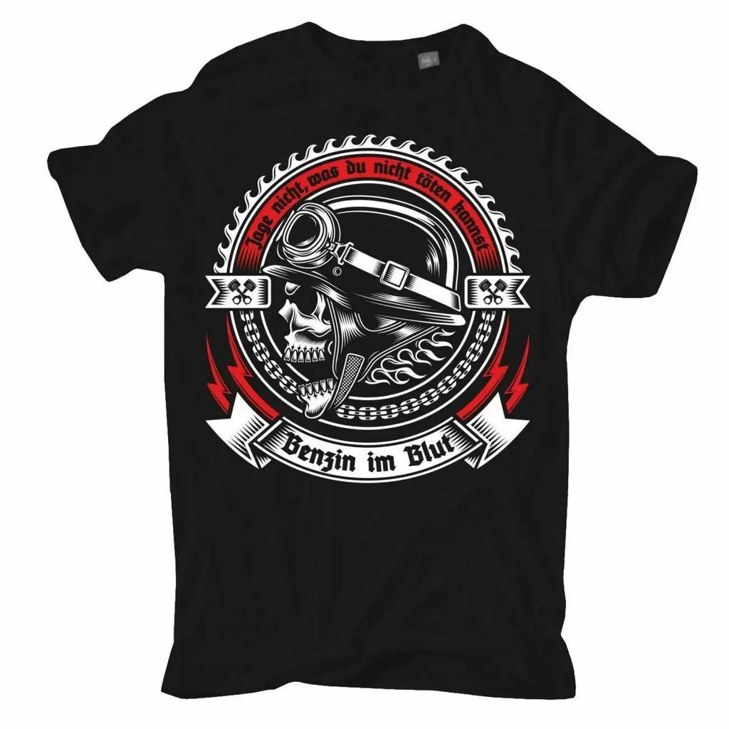 Benzin im Blut. Oldschool Motorrad Biker Fahren Motorradfahrer Geschenk T-Shirt