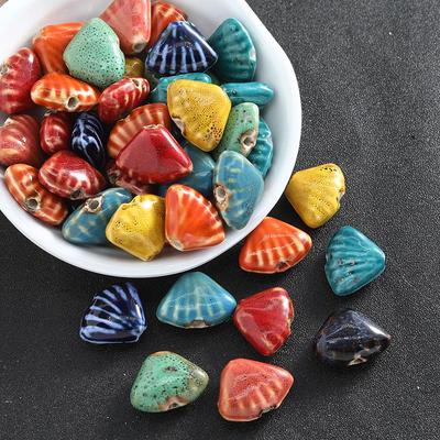 Retro Scallop Ceramic Beads DIY Pack - Large Hole Shell Beads for Student Necklace Making