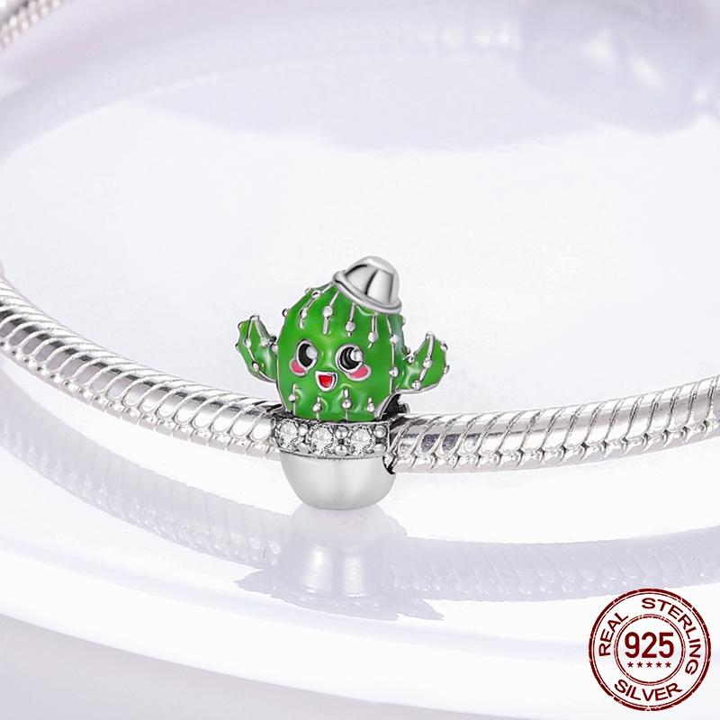 Kaktusperlen Kupfer Kaktus Anhänger Passend für Accessoires Armbänder Grüne Emaille Anhänger Original Kupfer Schmuck Geschenk
