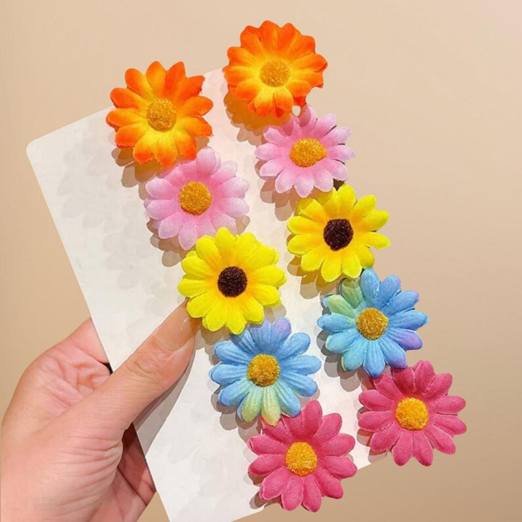 10pcs Sweet Lovely Sunflower Clip Fresh Playful Side Hair Clip Decoration Beach Vacation Party Performance Hair Accessories