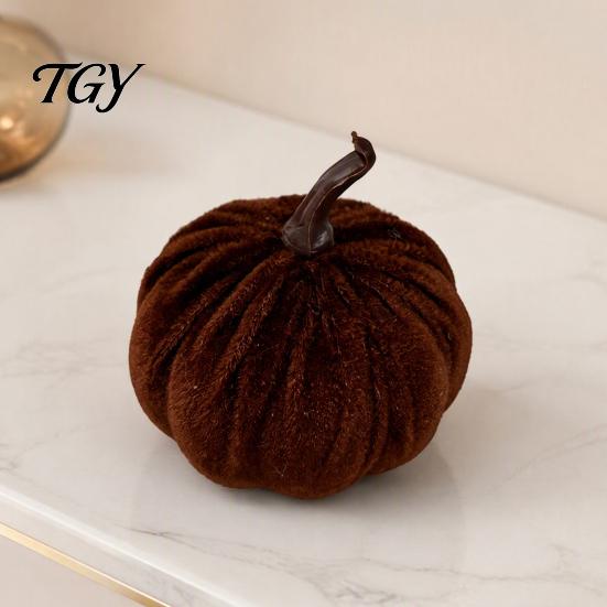 Halloween Table Centerpieces Small Artificial Velvet Pumpkin Decoration, Fall Thanksgiving Soft Stuffed Photography Props for Autumn Ornament, Harvest