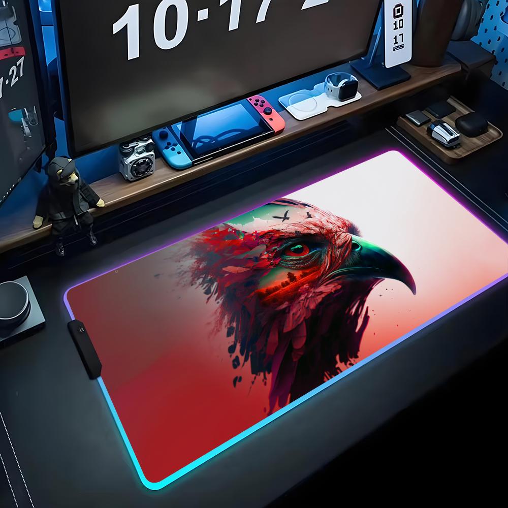 AI art painting Mouse Pad RGB Gaming Mousepad Big LED Pad PC Desk Mat Luminous Mouse Pad Large Keyboard Mats Table Rug With