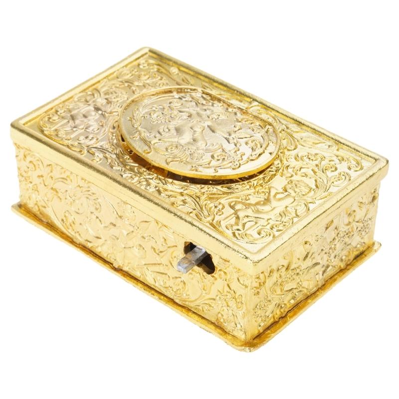 Antiker Gesangsvogel-Schmuck aus Legierung mit geprägtem Engelsmuster Mechanische Spieluhr für Schreibtisch Regal Display Geschenk