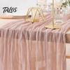 Eleganter Tischläufer für Geburtstage Mullläufer, Rustikal Boho 35 x 118 Zoll Besondere Anlässe Einfarbige Knitteroptik Hochzeitsparty Braut
