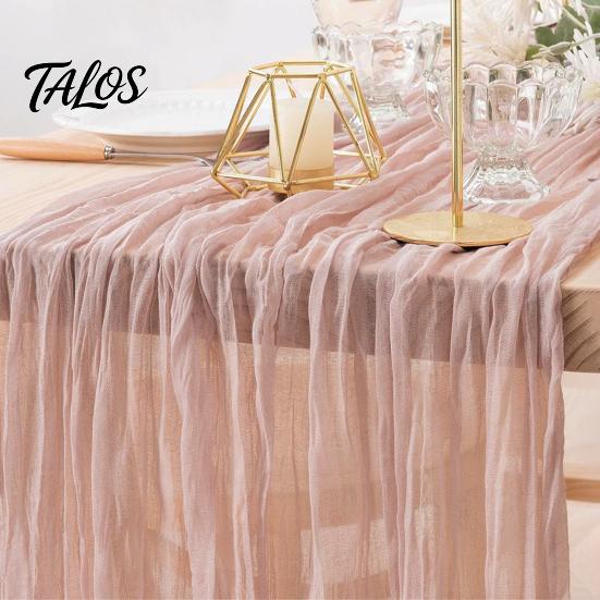 Eleganter Tischläufer für Geburtstage Mullläufer, Rustikal Boho 35 x 118 Zoll Besondere Anlässe Einfarbige Knitteroptik Hochzeitsparty Braut