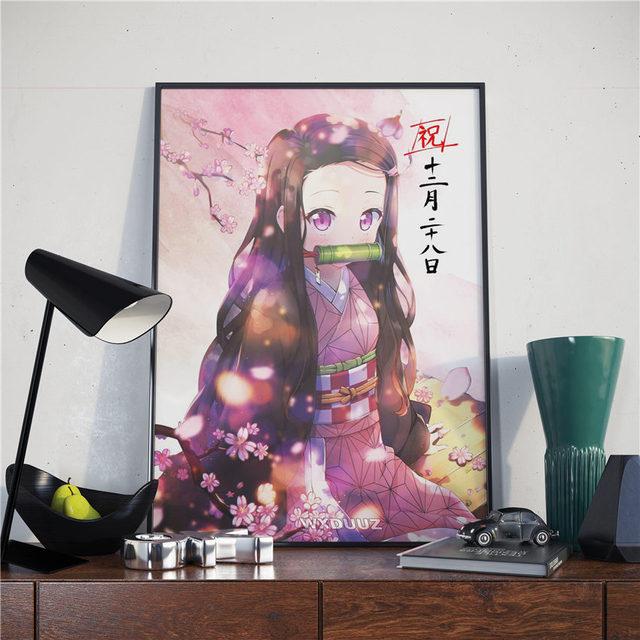 Japanese anime poster, demon killer, family bar, cafe, decorative art painting, interior poster