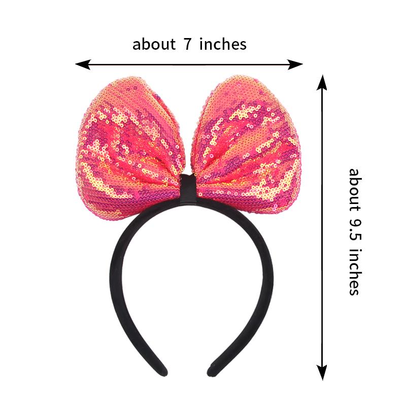 Klasyczna Czerwona 6" Duża Cekinowa Kokarda Opaska do Włosów Dziewczynki Urodziny Festiwal Opaska Dzieci Impreza Cosplay DIY Akcesoria do Włosów Femme