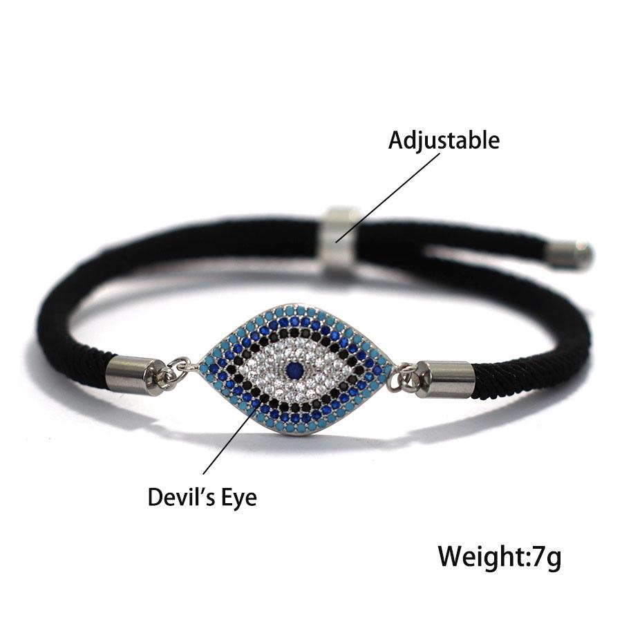 Blue Luxury Crystal Devil's Eye Milan Rope Adjustable Bracelet Men Women Hand Rope Couple Friendship Braslet Casual Jewelry