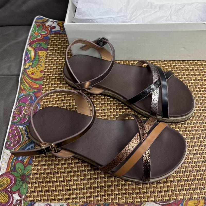 Fashion Retro Cross Strap Summer Women Sandals Large Size Non Slip Rubber Soles High Quality Brand Leather Flat Beach Shoes for Female