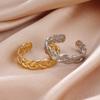 Stainless Steel Braid Twist Open Ring Women Gold Wedding Band Rings Kpop Party Jewelry Gift for Friends Lover