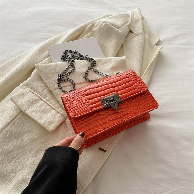 Chic Street Style Chain Bag For Women Perfect For Daily Outfits Medium Soft Pu Leather Small Square Purse