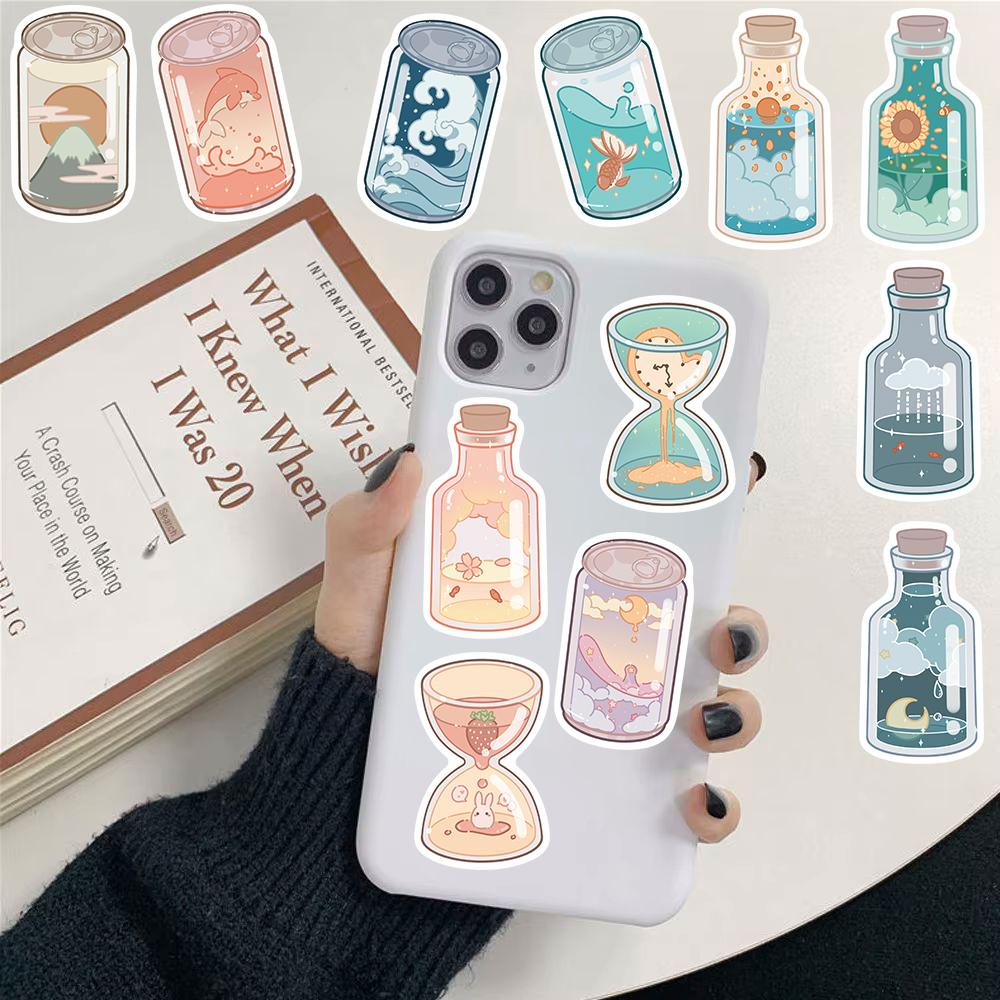 50PCS Ins Style Bottle Stickers Skateboard Laptop Art Picture Living Coffee Phone Coffee Decoration Luggage Case Art Sticker