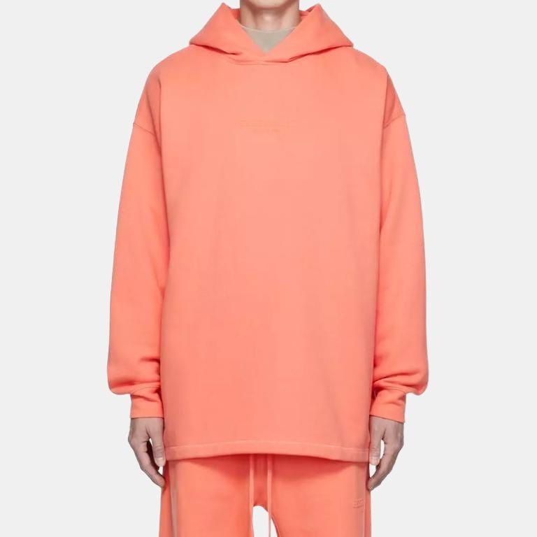 Fear of God Essentials Fleece-Lined Relaxed Fit Hoodie Men Tops Coral-Red FOG-FW22-108
