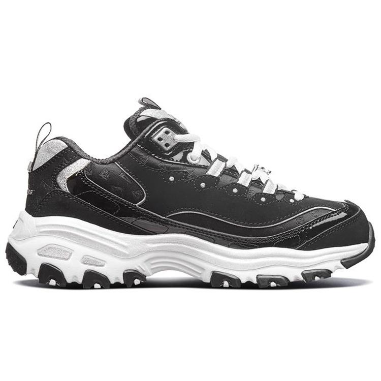 (WMNS) Skechers D'Lites Running Shoes Black/White/Gray Women's 12242-BKW