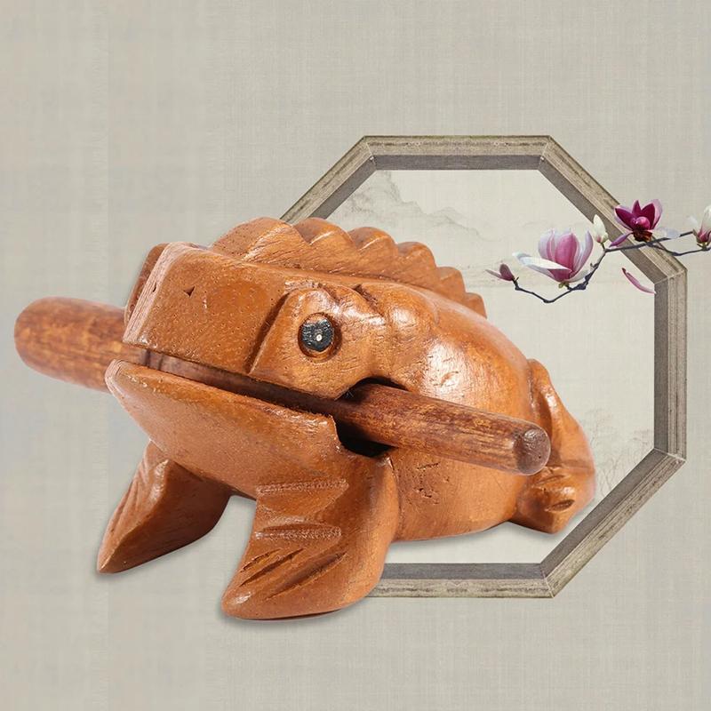 Lucky Thailand Wood Thailand Traditional Craft Wooden Lucky Croaking Musical Instrument Home Office Desk Decor Lucky Frog Crafts