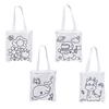 DIY Coloring Canvas Bag Cute Animal Plant Space Designs Kids Tote Reusable Shopping Tote for Children School Outing Picnic
