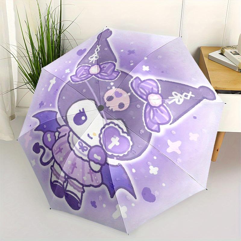 

1pc One Eyed Kuromi Cartoon Umbrella, Portable 3-Fold Compact Umbrella, Suitable for Camping, Hiking and Travel, Ideal Easter Birthday Gift for Family