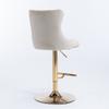 Velvet Swivel Bar Stools, Height 25-33 Inches, Tufted Button Back, Gold Nailhead Trim, Gold Base, for Kitchen Island Home Pub Cafe, Beige, DE1912BG