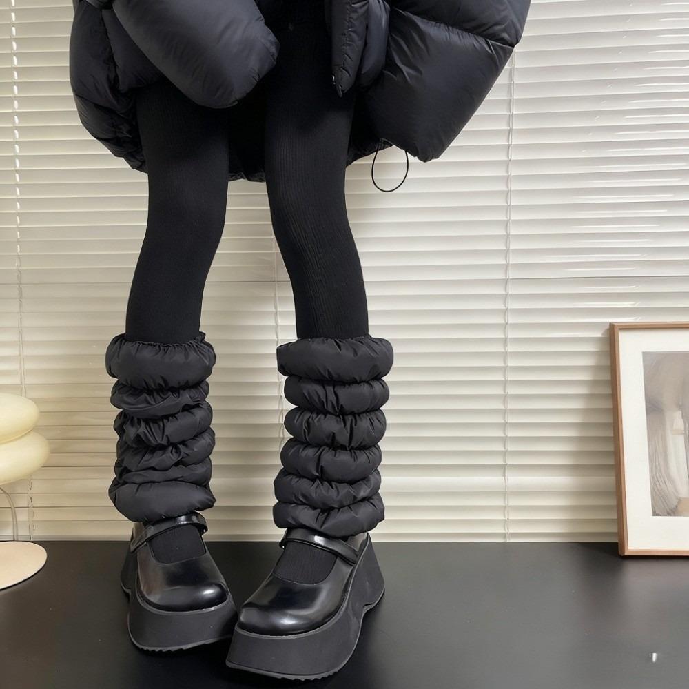 Mid-calf Down Cotton Leg Warmers Fluffy Boots Cover Lolita Loose Socks Foot Cover  Fall Winter