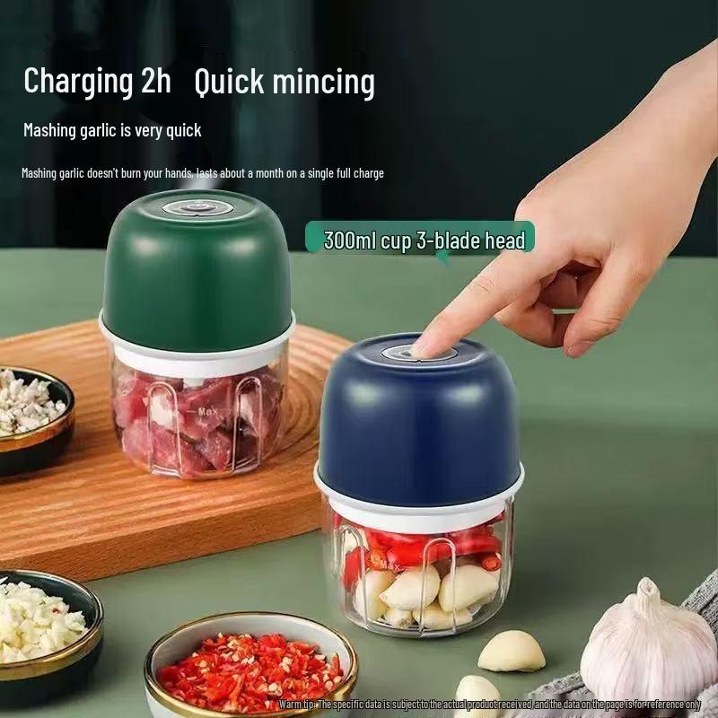 

Компактная электрическая чеснокодавилка и измельчитель чили – Удобный кухонный инструмент для соусов и измельчения мяса Green Three-Blade Box