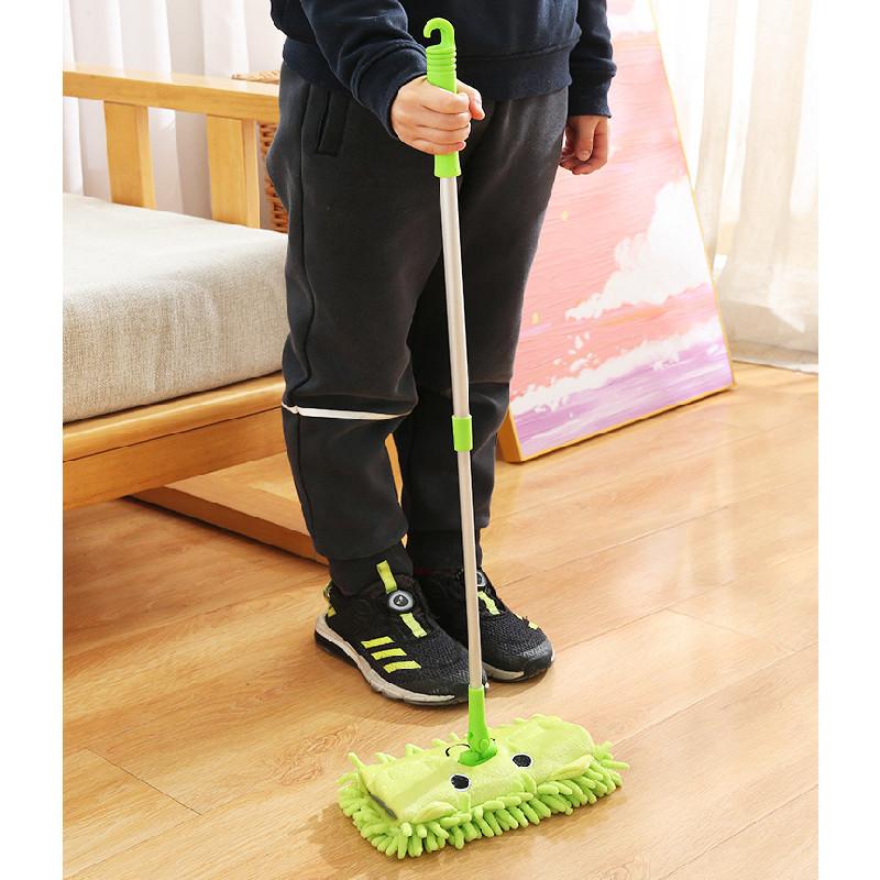 Cleaning Play Childrens Mop Set With Reusable Dustpan Flat For Tool Educational