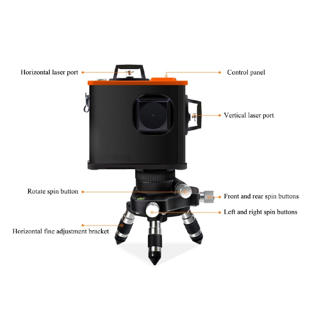 3D Self-Leveling 12 Lines Laser Level 360 Horizontal Vertical Cross Laser Level + Base Wall Bracket New
