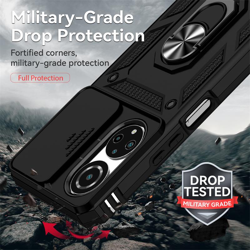 For Honer X7 Case Armor Car Magnetic Ring Holder Phone Cases For Honor X7 X 7 2022 CMA-LX2 6.74" Slide Camera Protect Back Cover