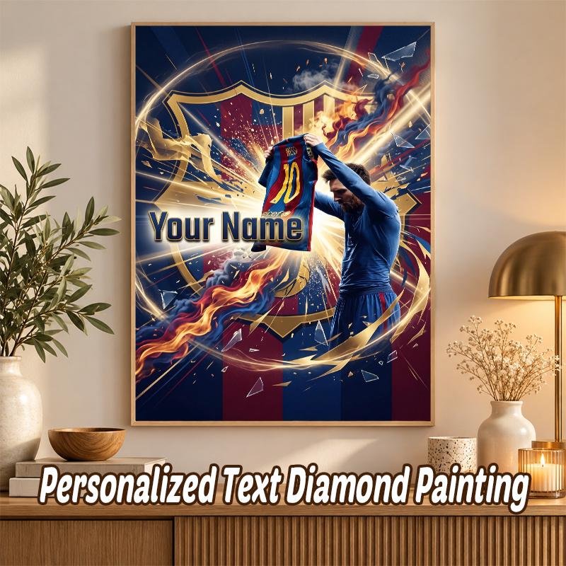 Lionel Messi Custom Name Text 5D Diamond Painting Kit DIY Full Drill Diamond Art Decoration