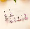 1CS Belly Button Rings Surgical Stainless Steel Belly Piercing 14G Cute Pink CZ Dangle Belly Rings Piercing Jewelry for Women