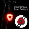 Bicycle Taillight Smart Brake Sensing 6 Modes High Brightness LED USB Charging Turning Tail Light