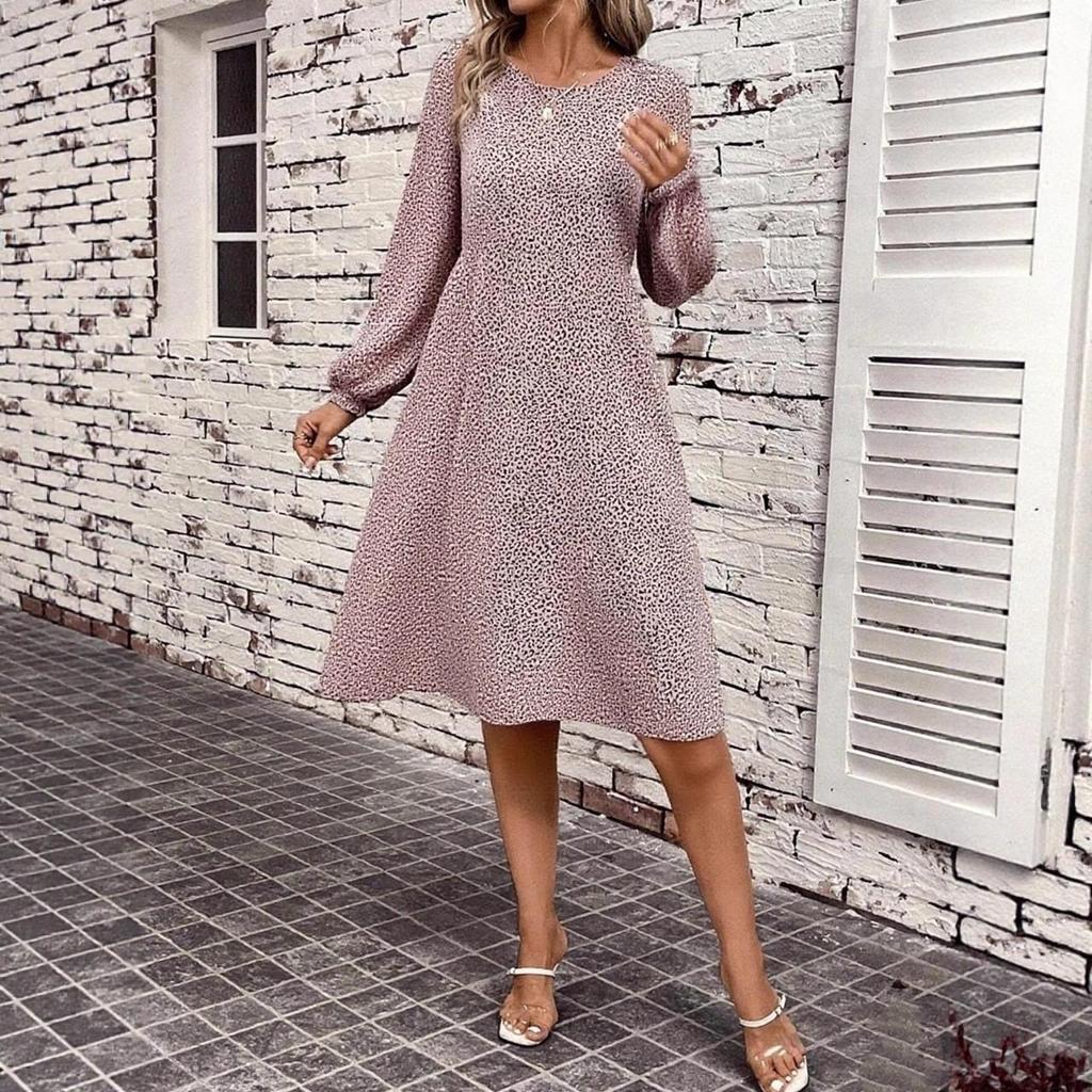Spring Autumn Women's Party Dress Fashion A-Line Casual Loose Leopard Print Elegant Dresses Long Sleeve Maxi Bodycon Dress Women
