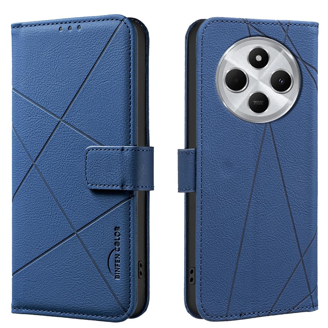 

Чехол для Xiaomi Redmi 14C 4G/Xiaomi Redmi 14R 5G/Xiaomi Poco C75 4G BINFEN COLOR BF35 Геометрический оттиск Чехол для телефона Кошелек с RFID-блокировкой Подставка Blue