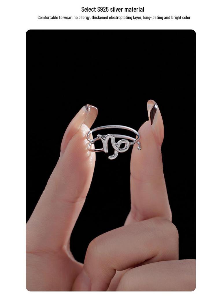 Banyan Tree S925 Silver Double-Layer Zodiac Ring: Elegant, Unisex, Trendy Index Finger Accessory