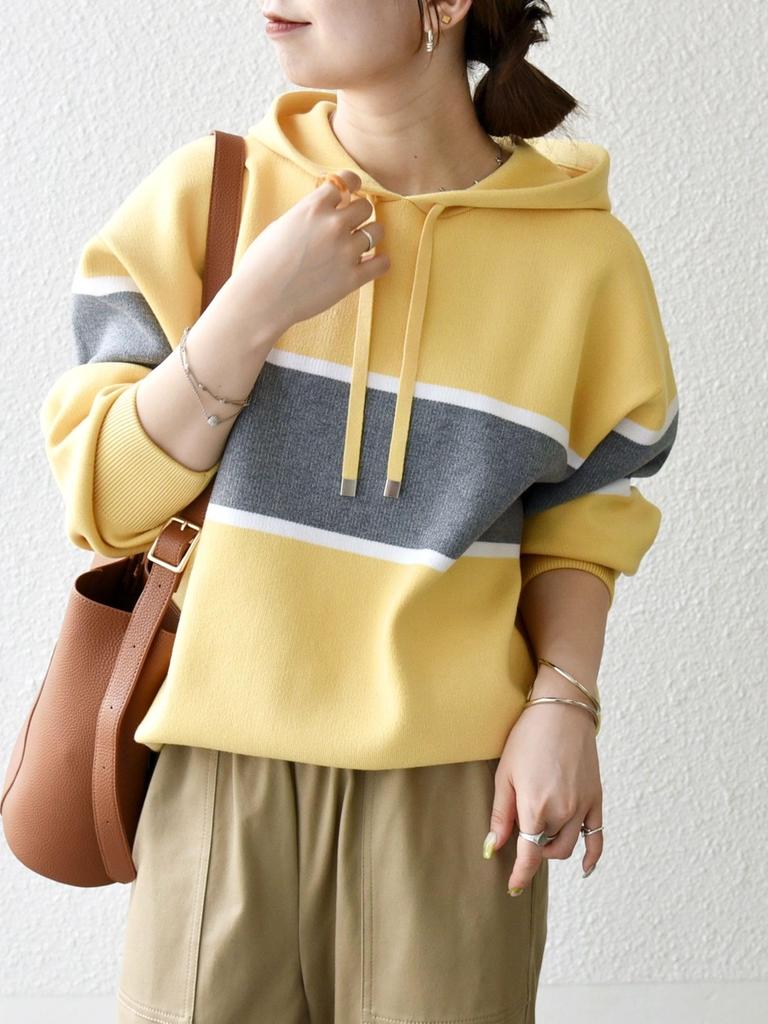 Ships Any Hand Washable Color-Scheme Line Sweat-Like Hoodie Knit 726050095 Yellow One Size