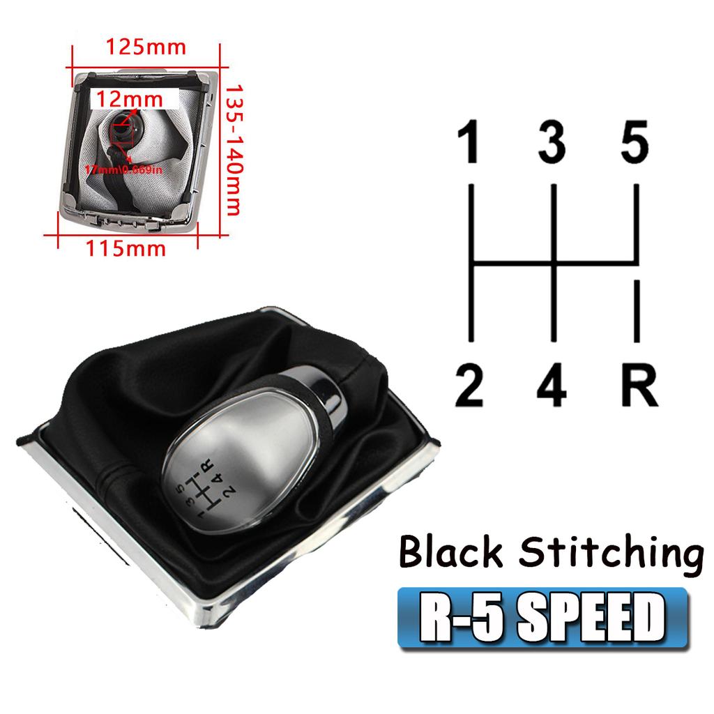 For Ford Focus MK2 2005-2012 Gear Shift Knob & Dust Boot 5/6 Speed Replacement Shifter Cover Black Red Stitching