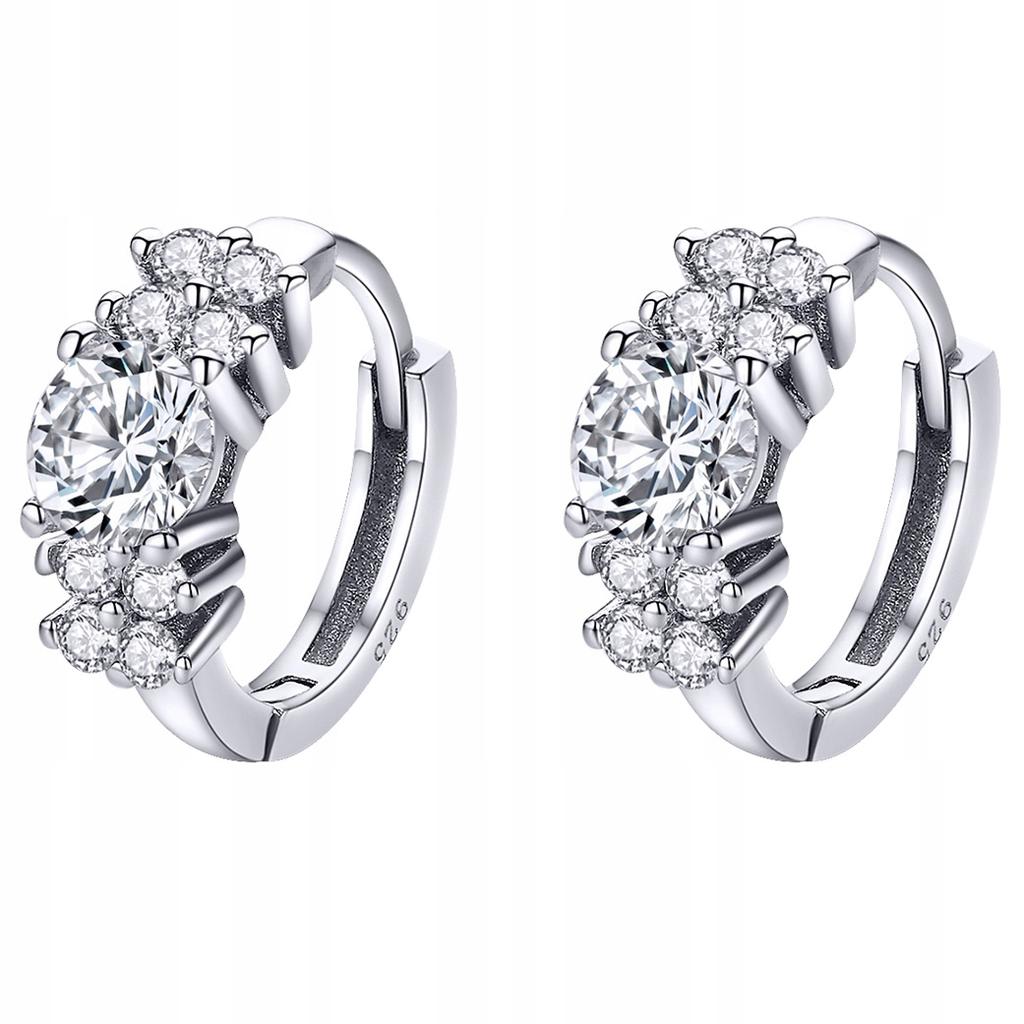 S925 Earrings, Delicate Large Cubic Zirconia, English Crystal Clasp