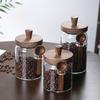 Glass Airtight Canister Sealed Jar with Wooden Spoon Transparent Food Storage Jar for Spice Coffee Beans Kitchen Pantry Supplies
