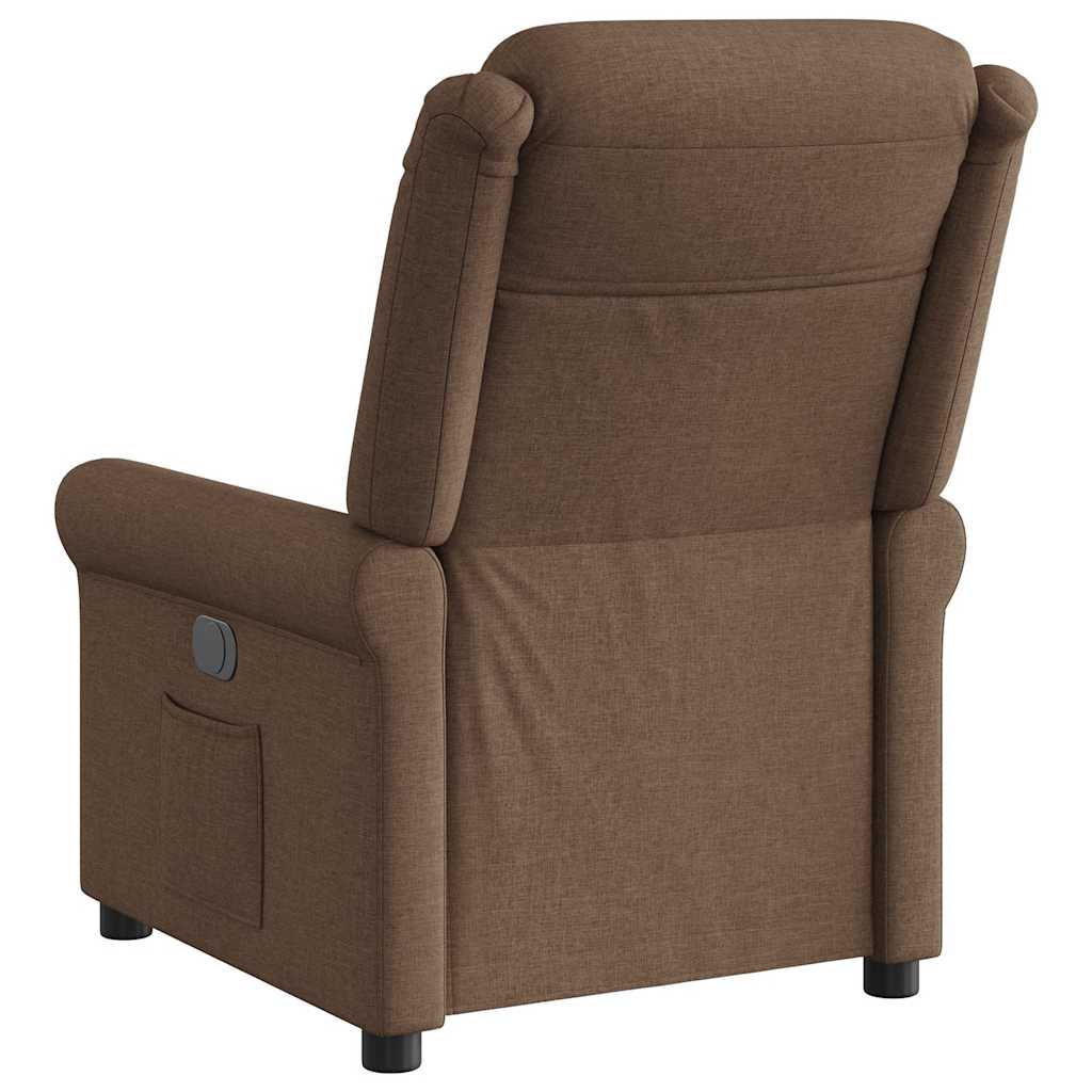 Electric Recliner Chair Brown Fabric