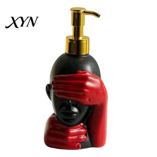 Großer Kapazität Seifenspender 200 ml Spenderflasche, Sanfte Schaumbildung Künstlerisches Schwarz-Rot Design Und Flasche für Badezimmerdekor Rostbeständige Pumpe