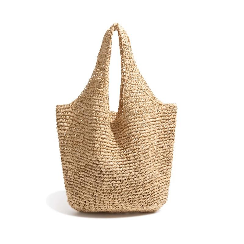 

Premium Straw Bag Handwoven Bag Large Capacity Women s Shoulder Bucket Bag Vacation Beach Tote Bag exposure